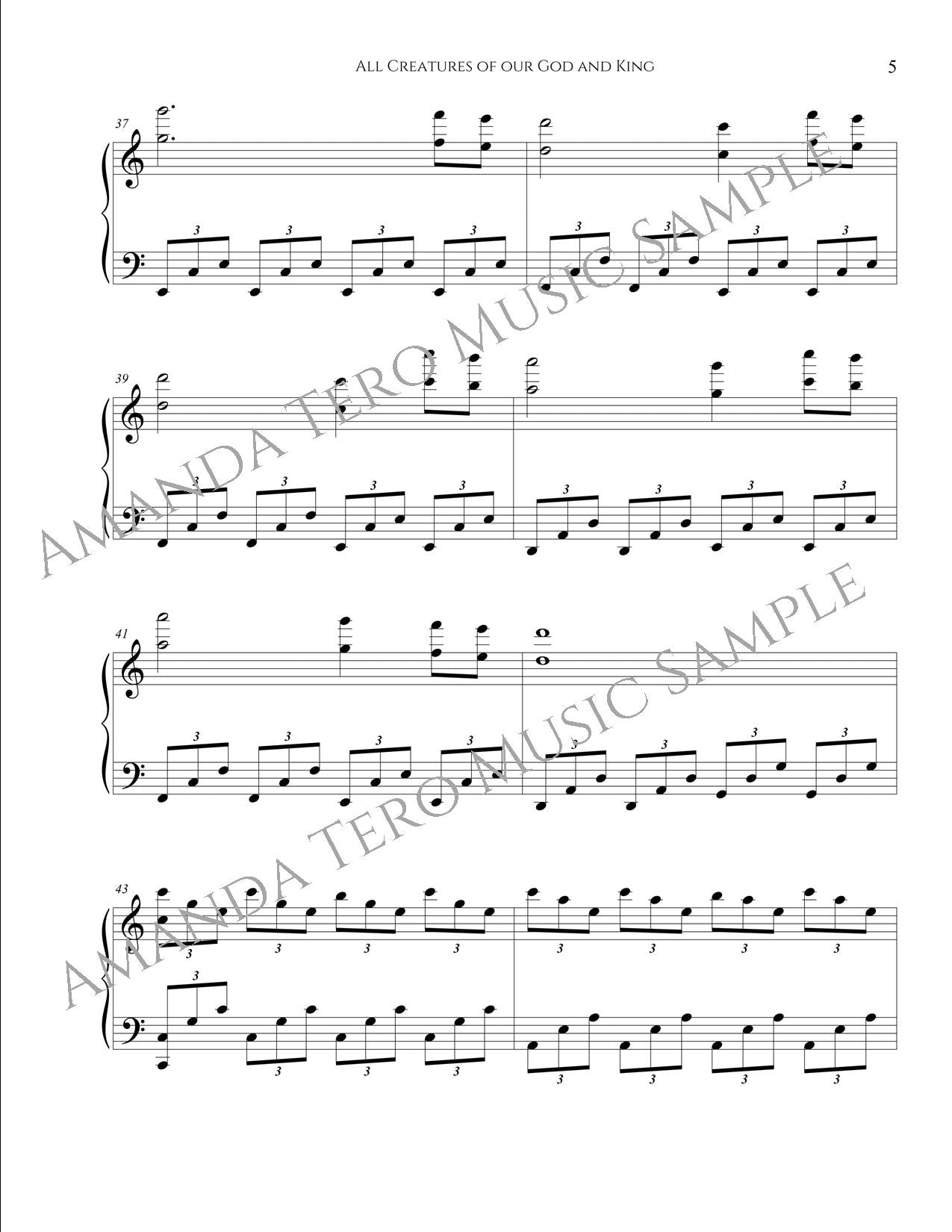 All Creatures of our God and King Late Intermediate Piano Solo