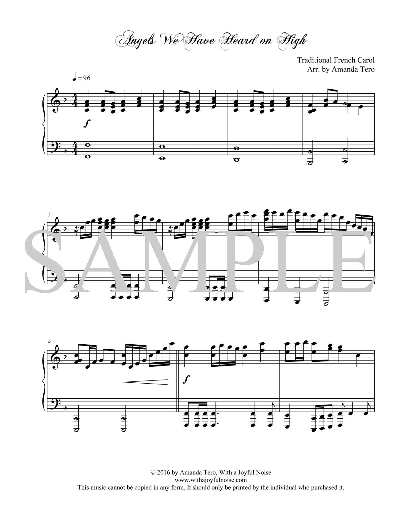 Angels We Have Heard on High Early Advanced piano solo