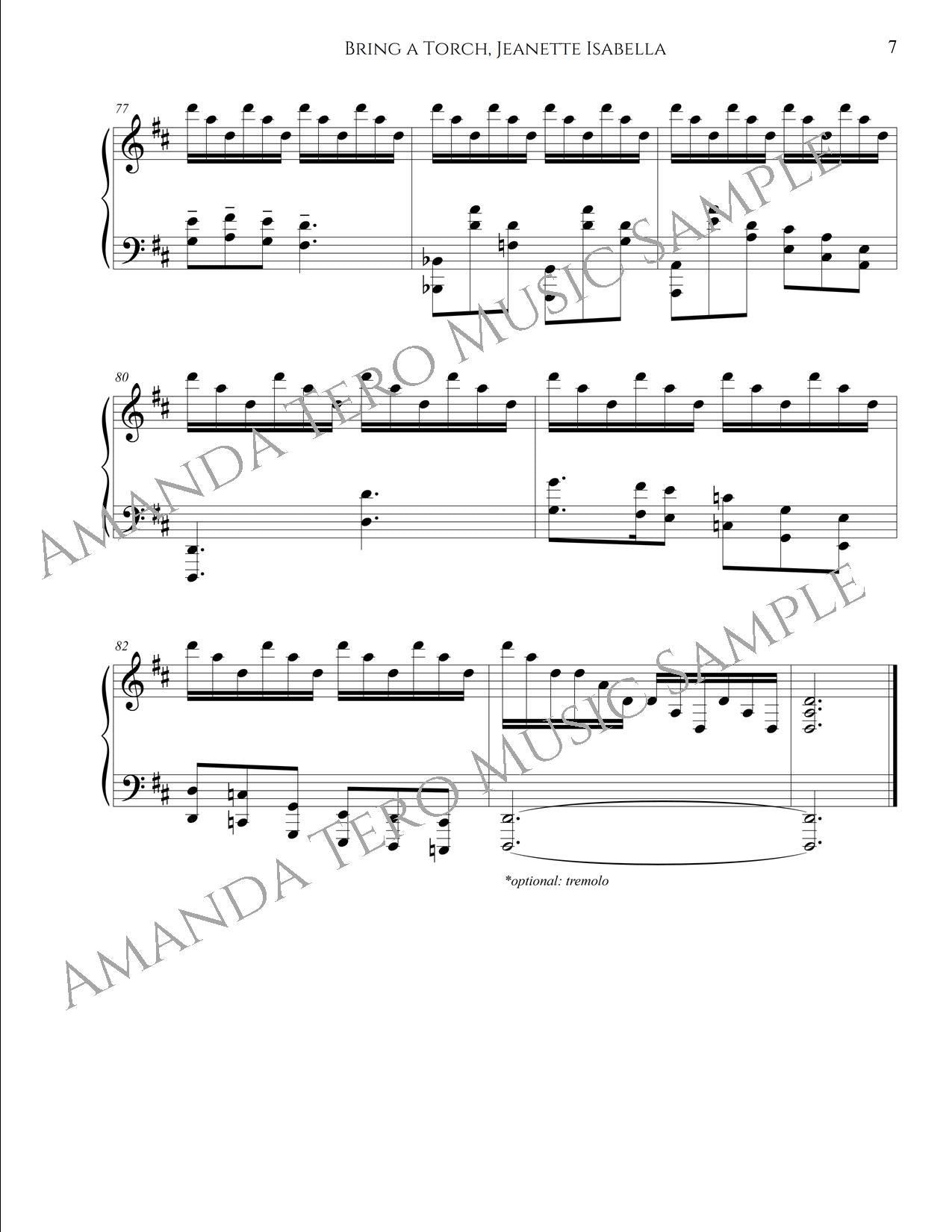 Bring a Torch, Jeanette Isabella advanced piano Christmas sheet music