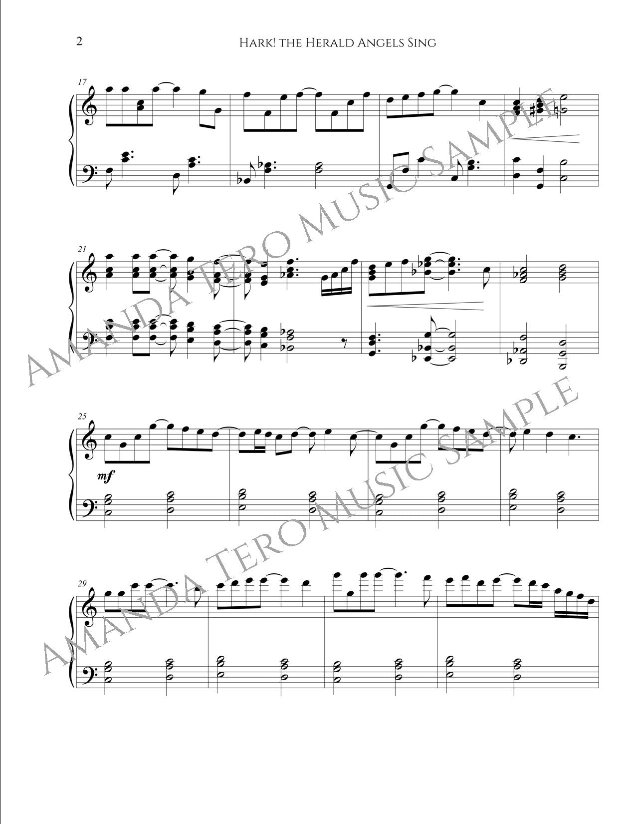 Hark! the Herald Angels Sing jazz late intermediate Christmas piano sheet music