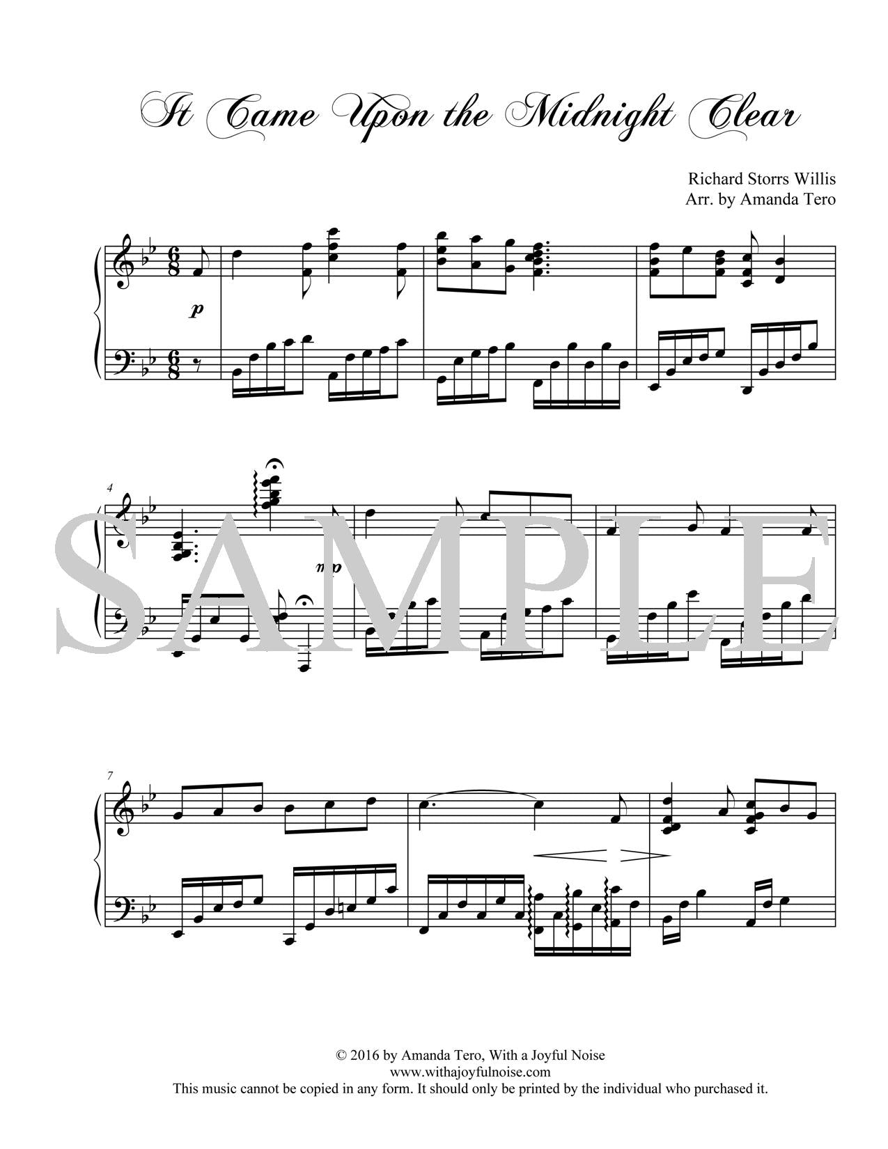 It Came Upon the Midnight Clear advanced Christmas piano solo
