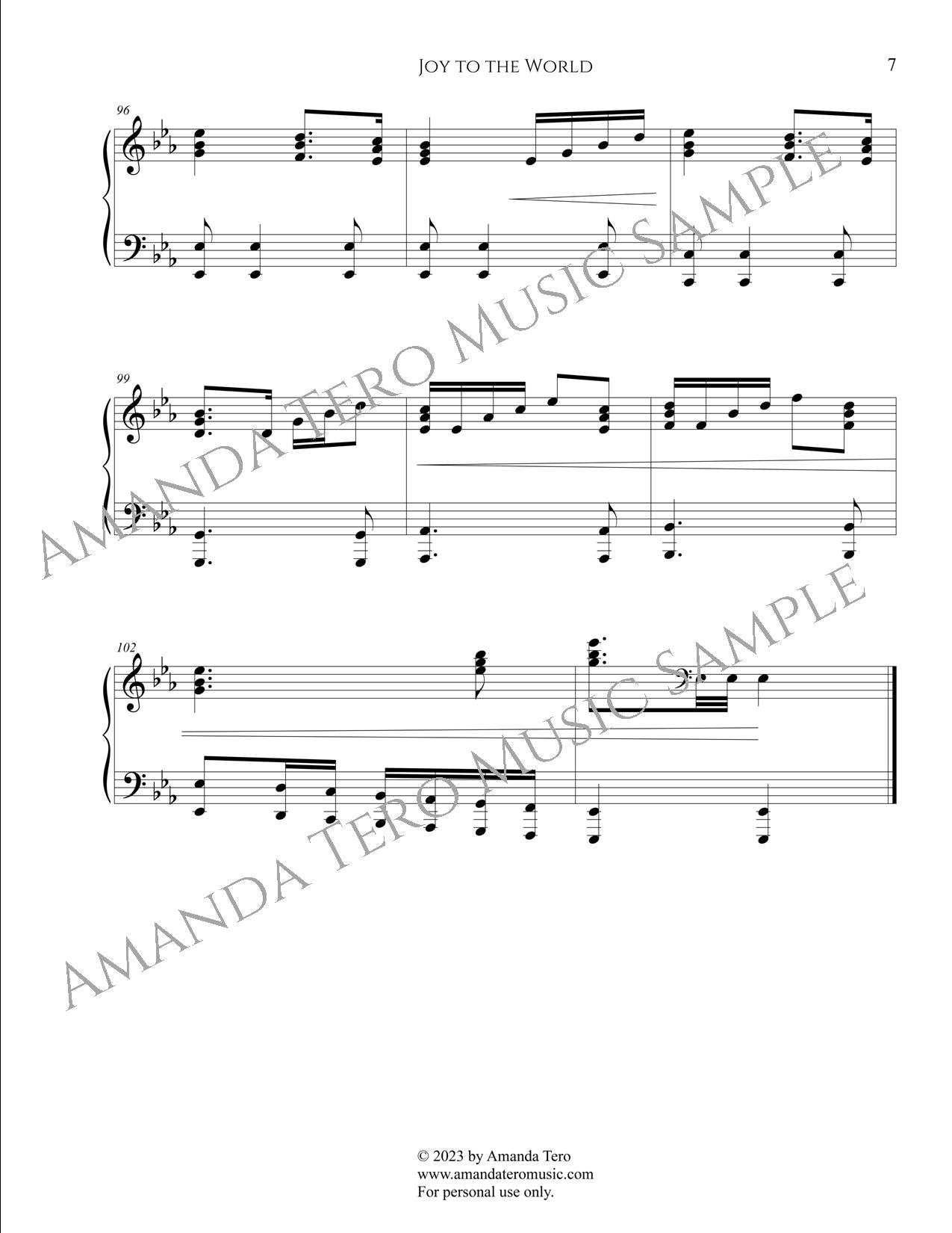 Joy to the World intermediate piano sheet music solo