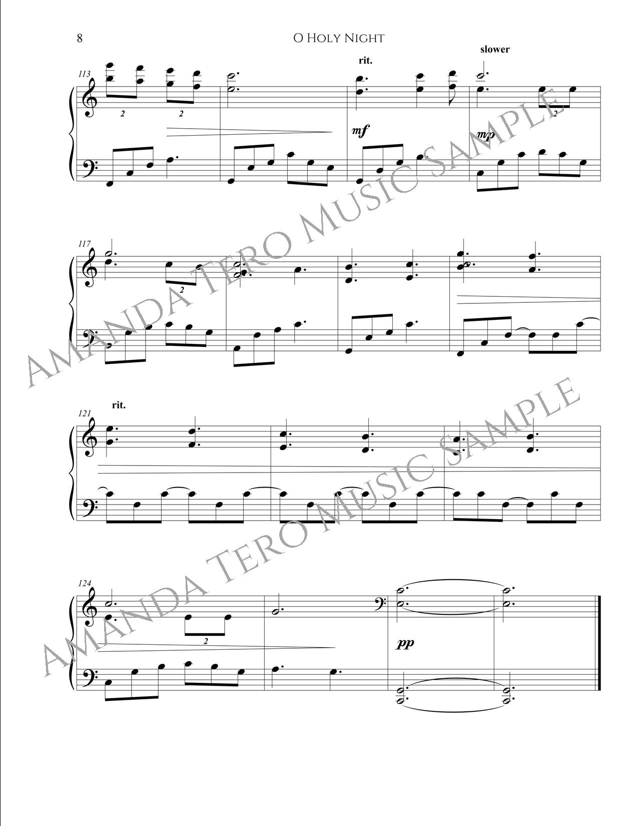 O Holy Night Intermediate Christmas Piano Sheet Music Solo
