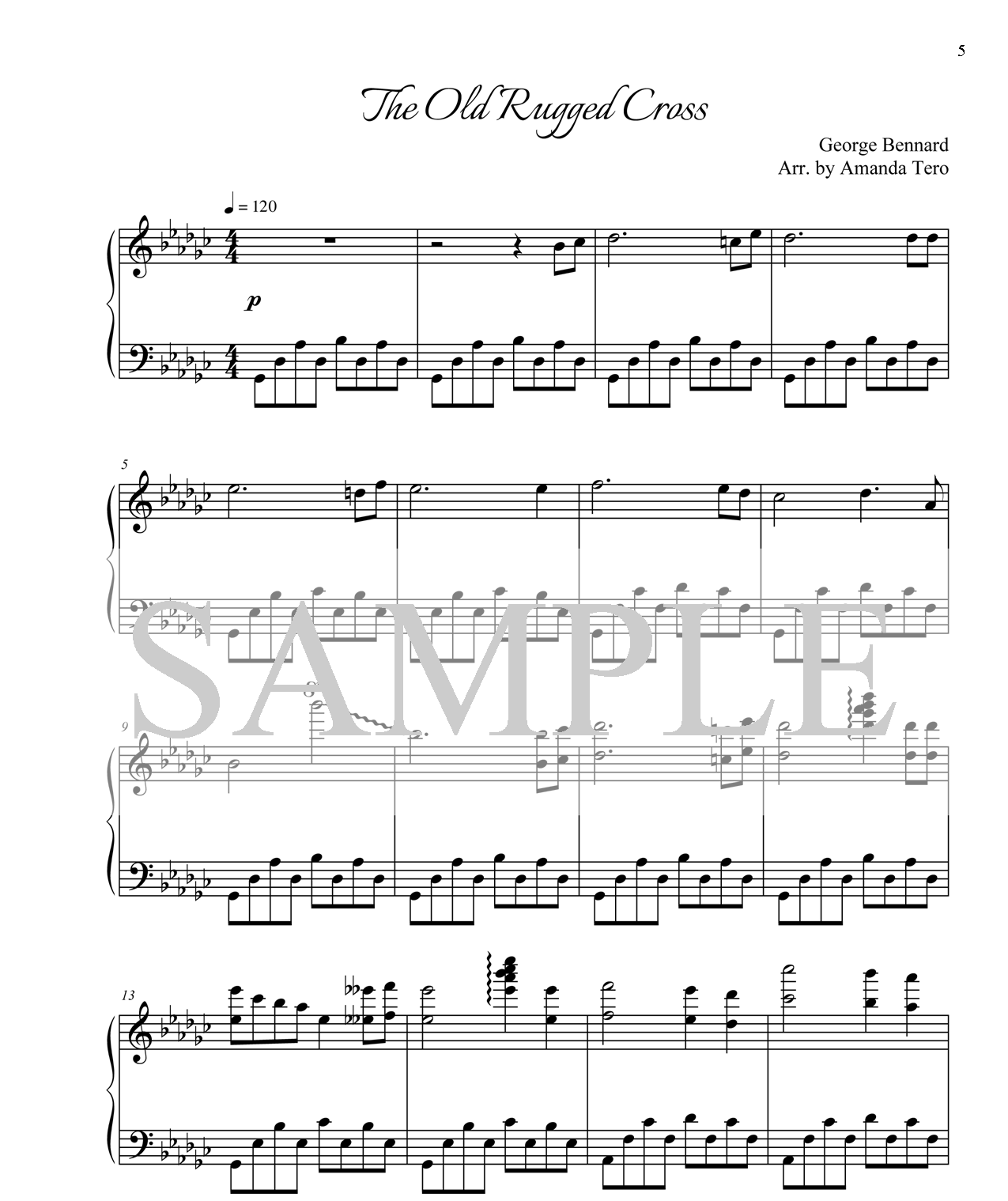The Old Rugged Cross advanced piano sheet music solo