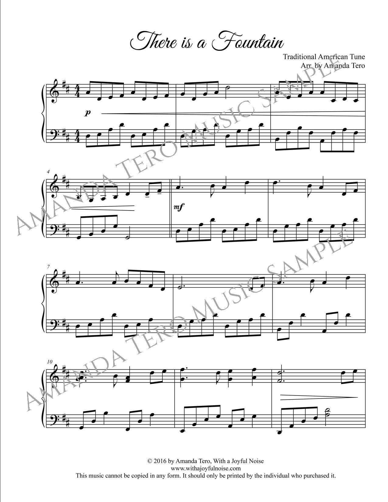 There is a Fountain intermediate hymn piano sheet music