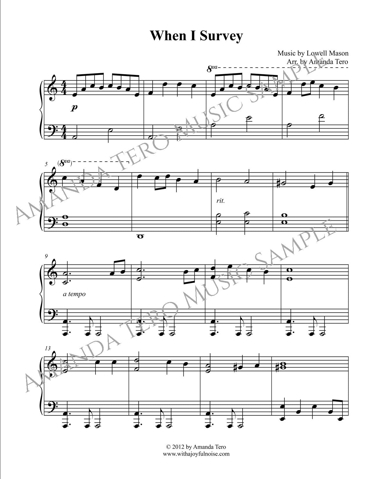 When I Survey early intermediate piano hymn sheet music