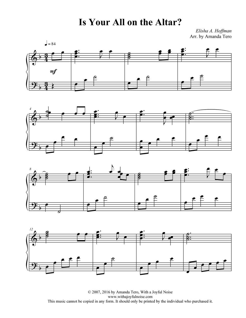 Is Your All on the Altar? late intermediate piano solo