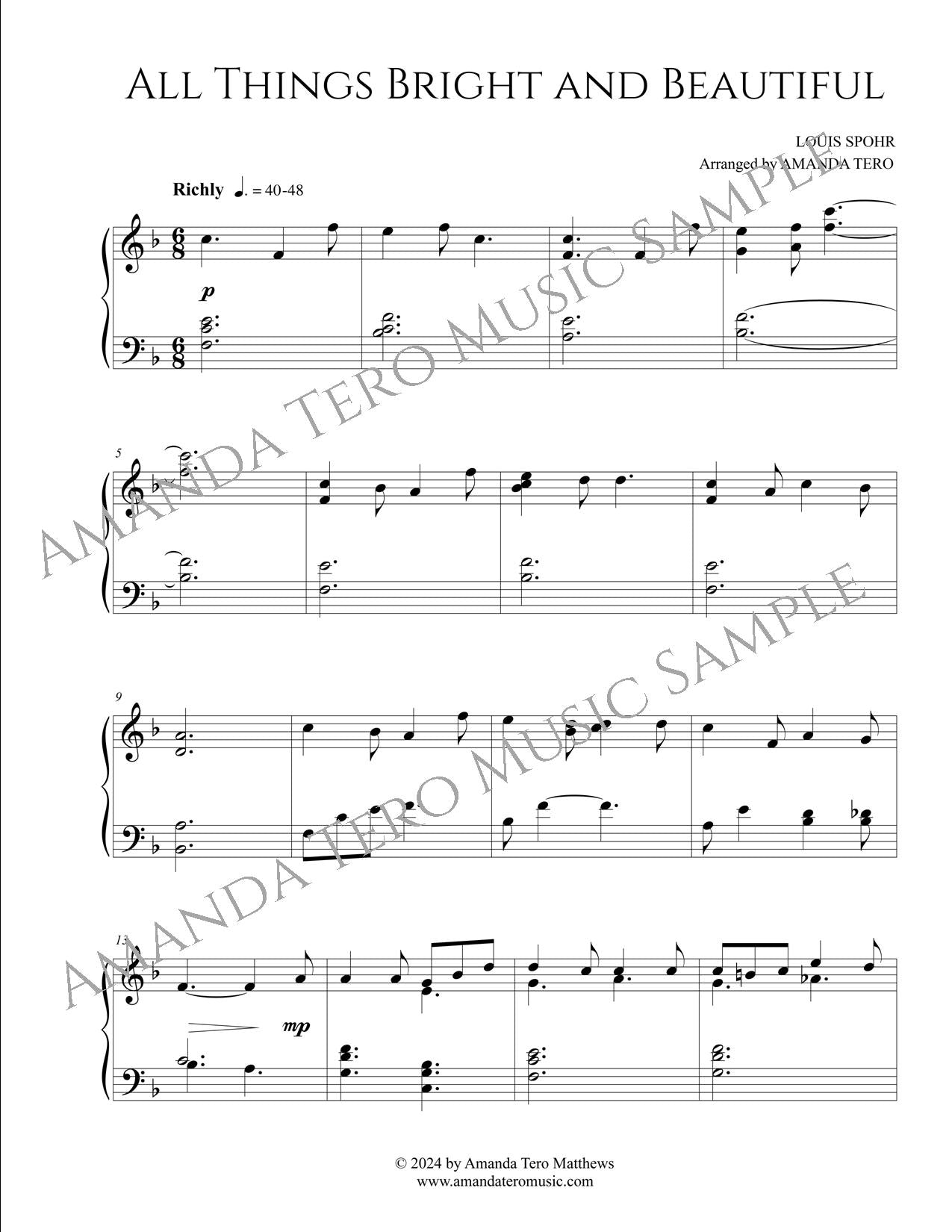 All Things Bright and Beautiful Intermediate Piano Solo