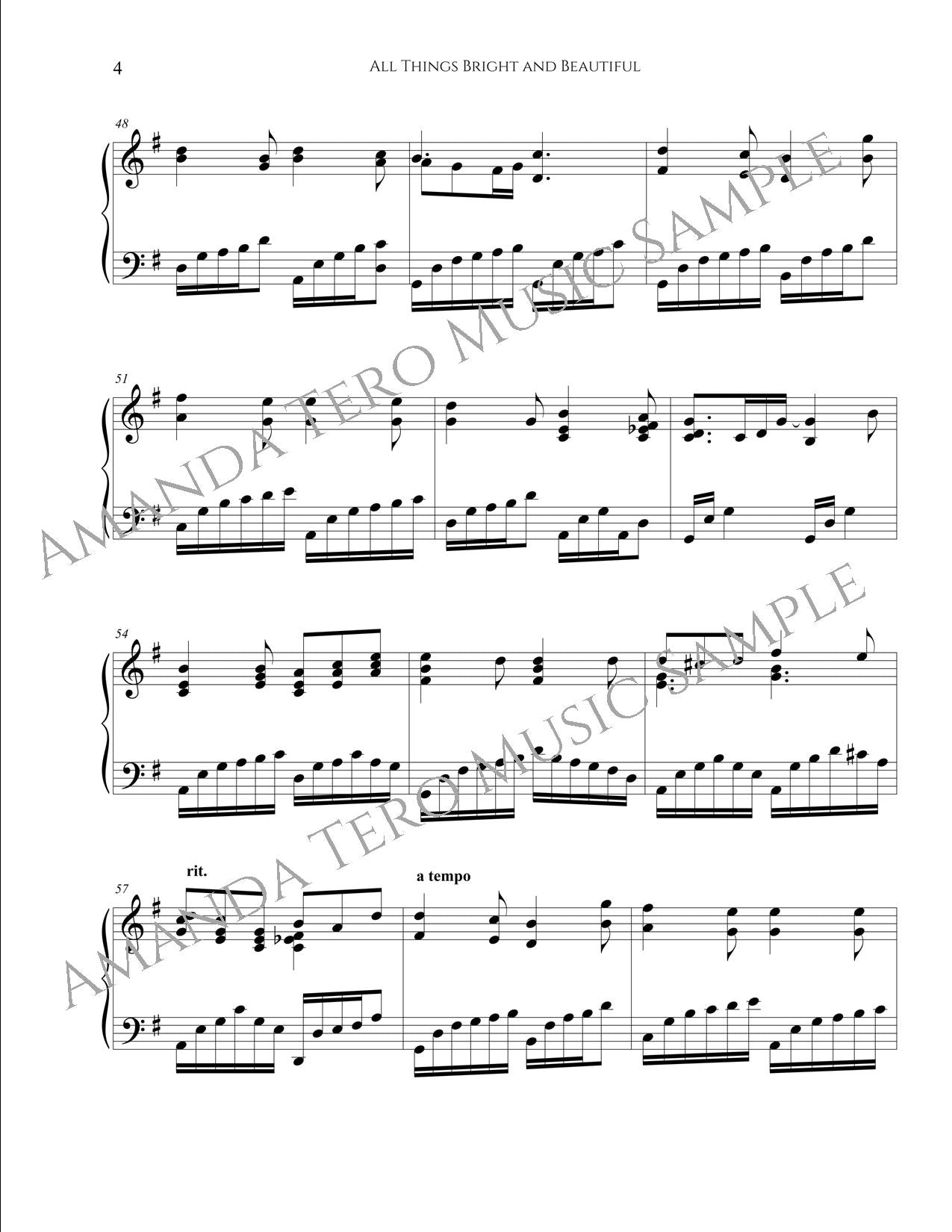 All Things Bright and Beautiful Intermediate Piano Solo
