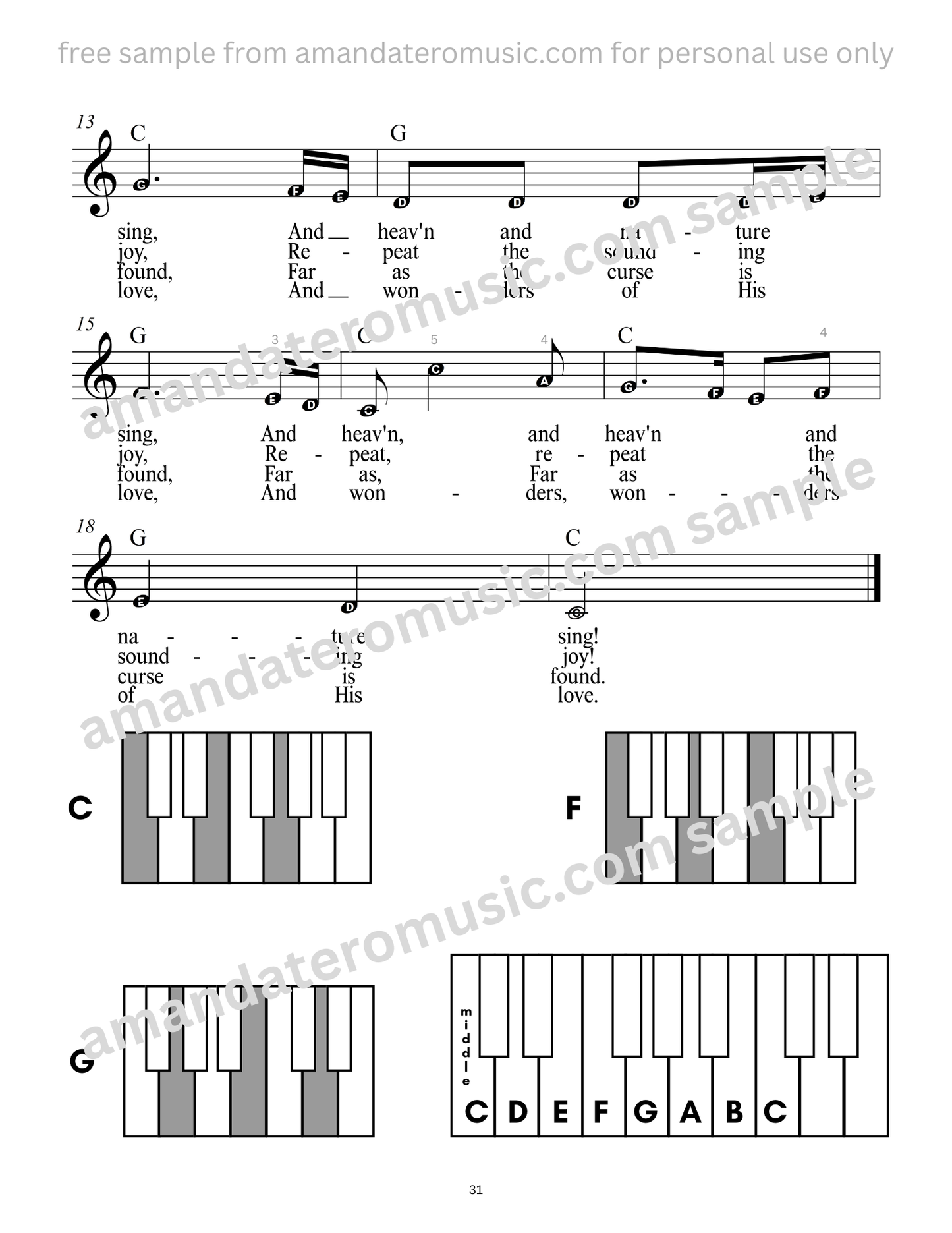 Pre-Reading Alphanote Christmas Carols with Chords DIGITAL PDF