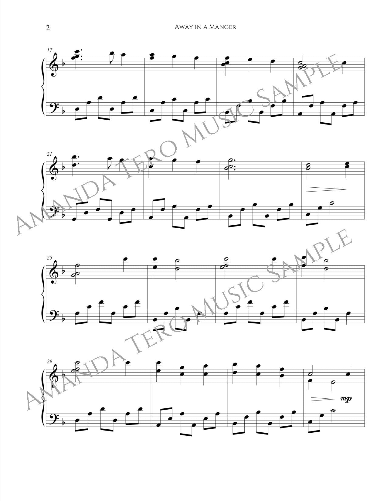Away in a Manger intermediate piano sheet music solo