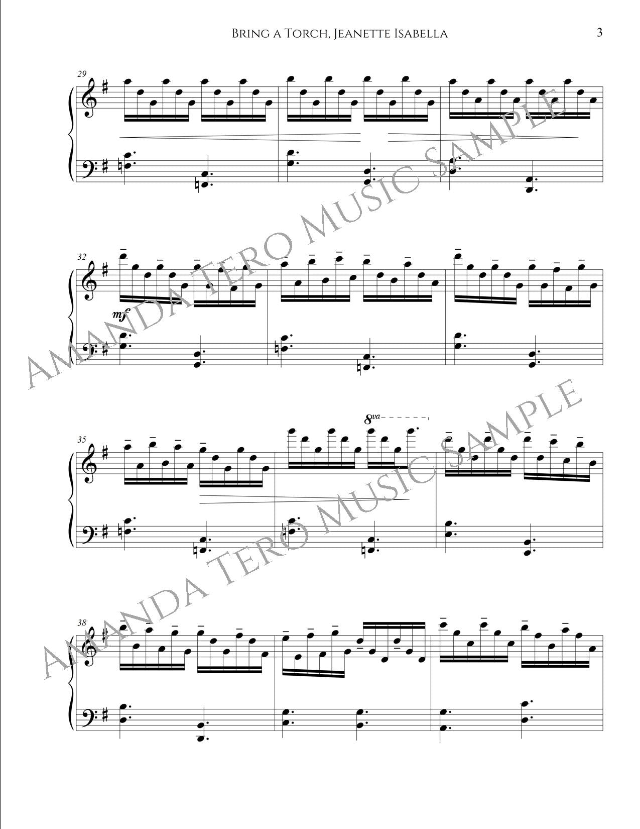 Bring a Torch, Jeanette Isabella advanced piano Christmas sheet music