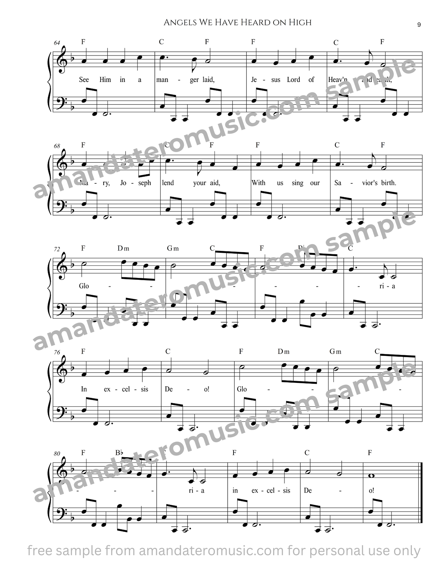 Easy Christmas Carols with Left Hand Patterns DIGITAL PDF