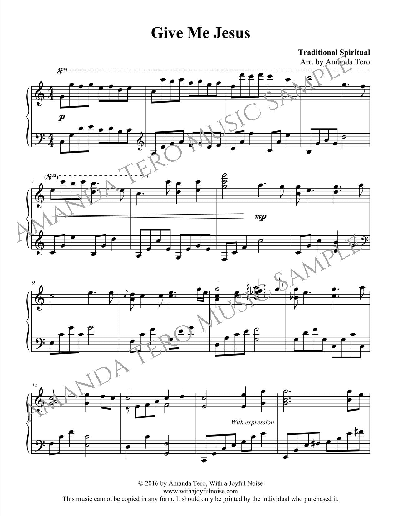 Give me Jesus Late Intermediate Piano Solo