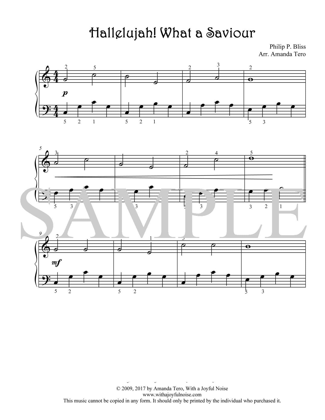 Hallelujah! What a Savior early intermediate piano sheet music