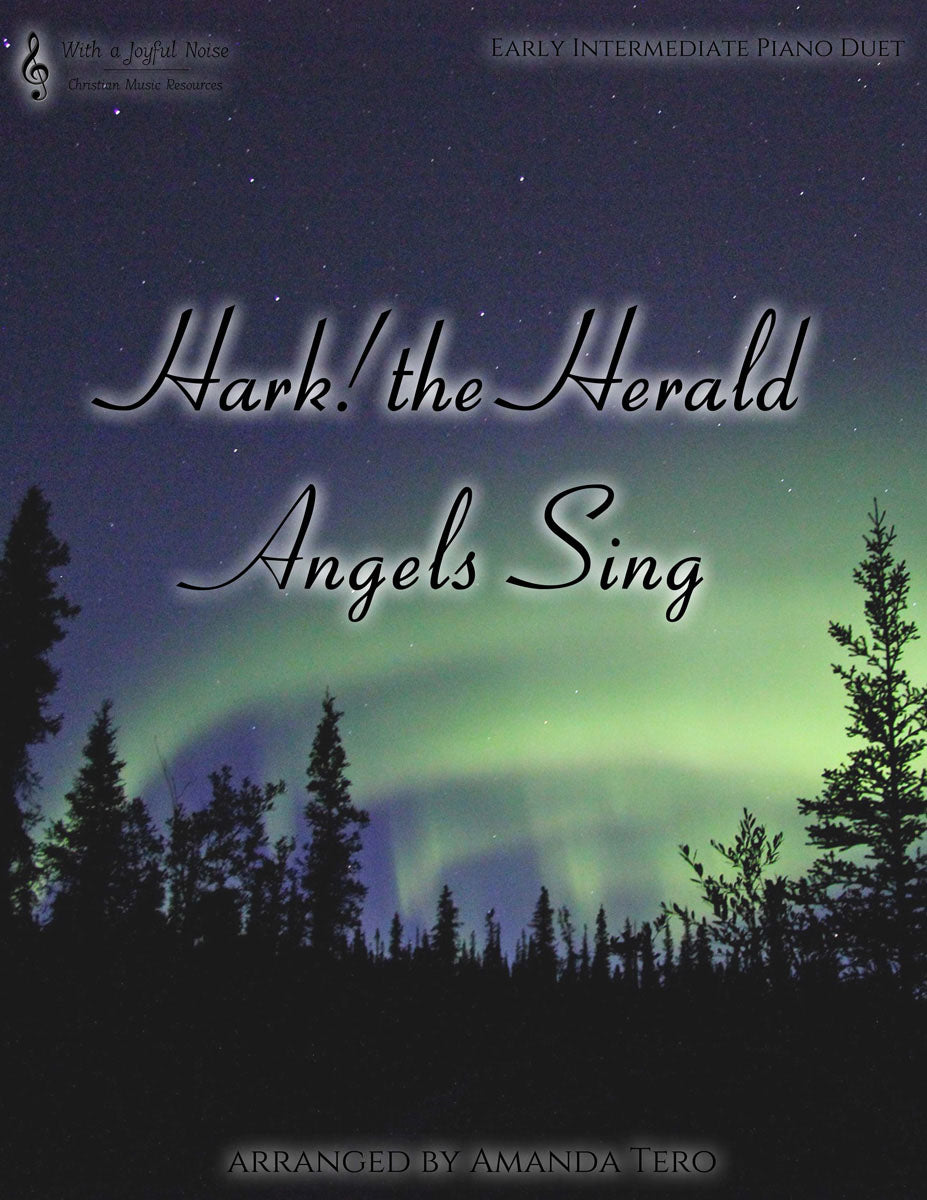 Hark! the Herald Angels Sing - intermediate piano duet sheet music