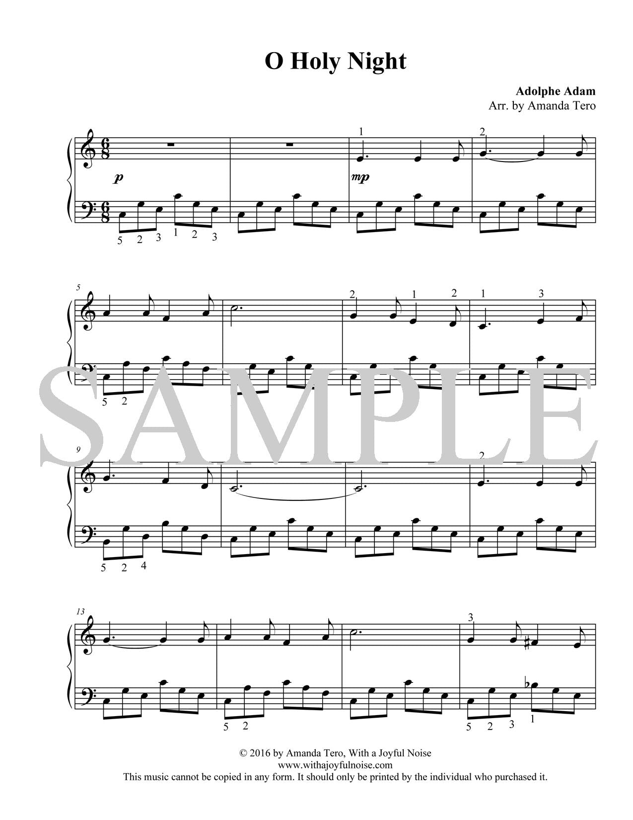 O Holy Night beginner piano solo