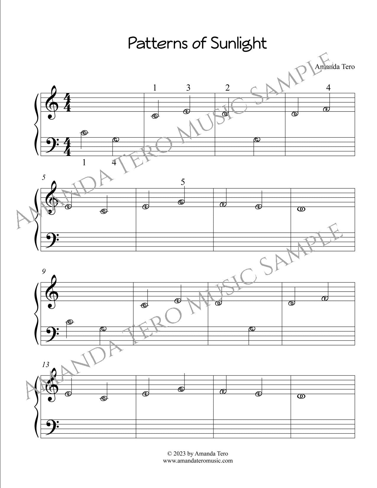 Summer Swingset: 10 easy piano sheet music with helper notes