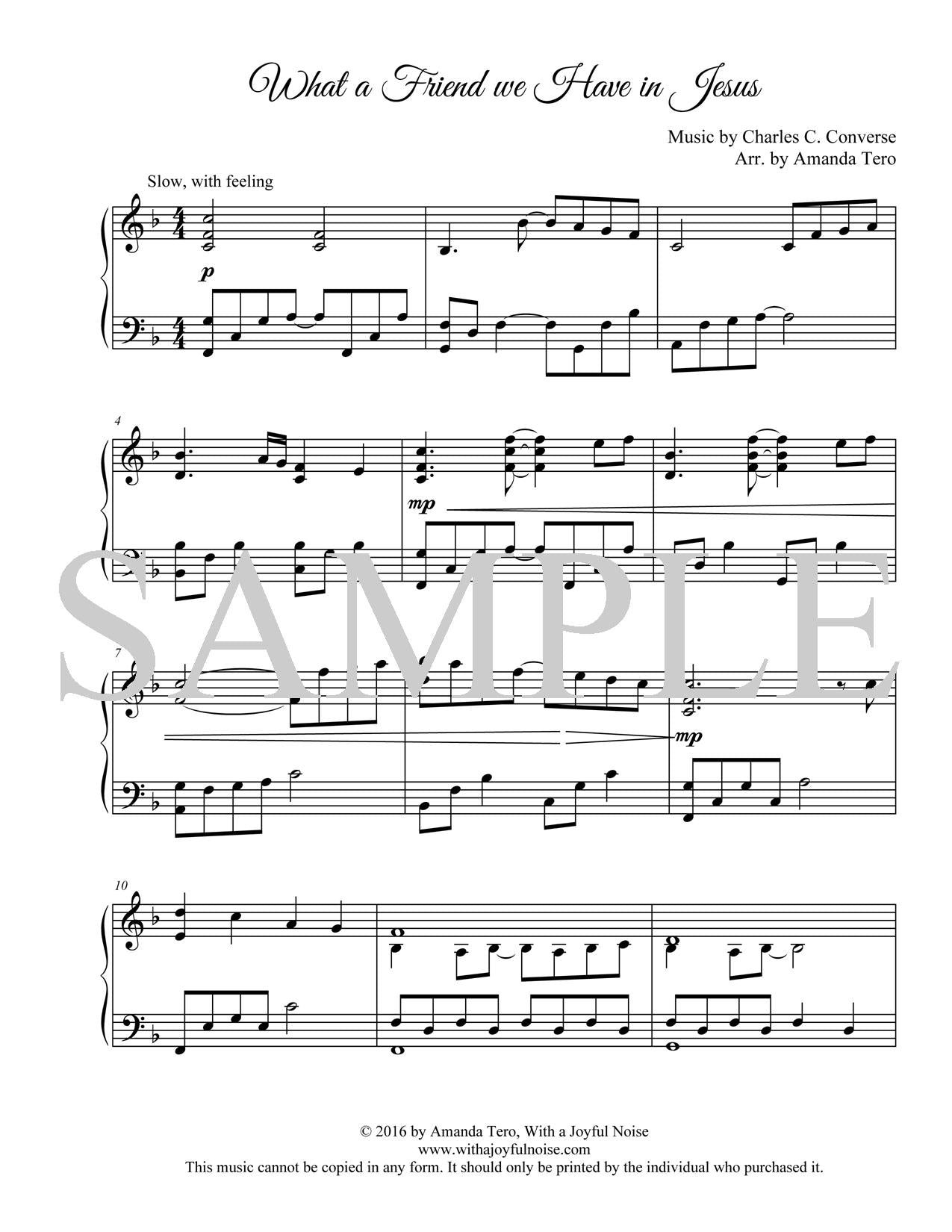 What a Friend we Have in Jesus light jazz hymn intermediate piano sheet music